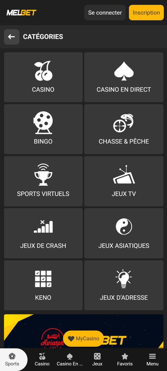 Jouez aux meilleurs jeux de casino en ligne sur Melbet.