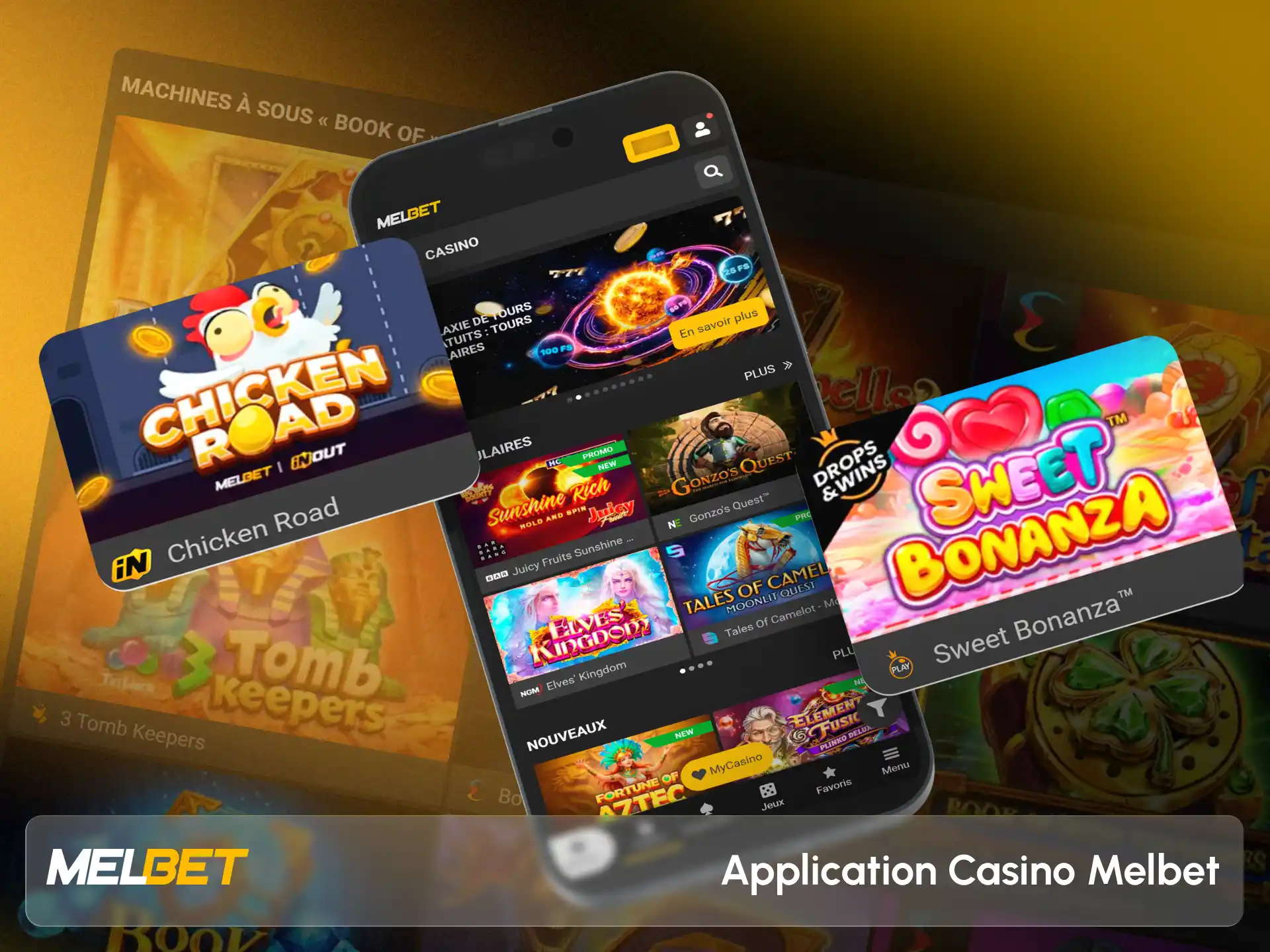 Jouez aux machines à sous et jeux en direct sur Melbet.