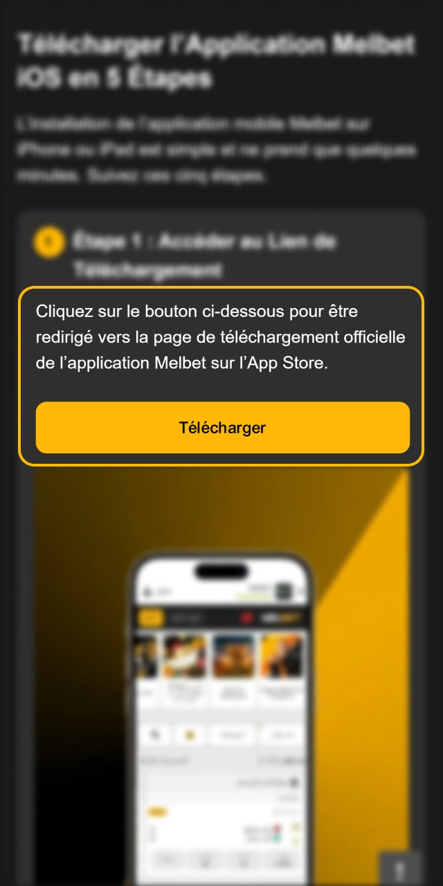 Cliquez sur le lien direct pour télécharger l'application iOS Melbet.