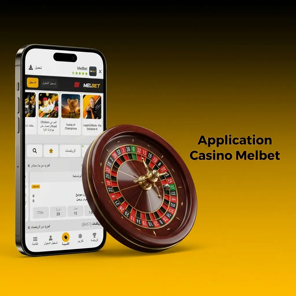 Application mobile Casino Melbet avec jeux de slots, roulette et casino en direct pour joueurs marocains