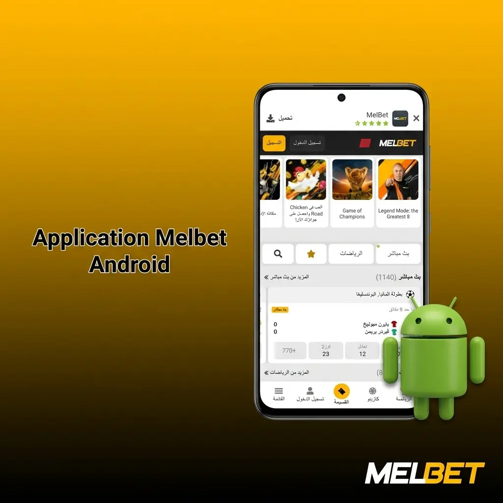 Application Melbet Android sur smartphone avec interface de paris sportifs et casino mobile disponible gratuitement