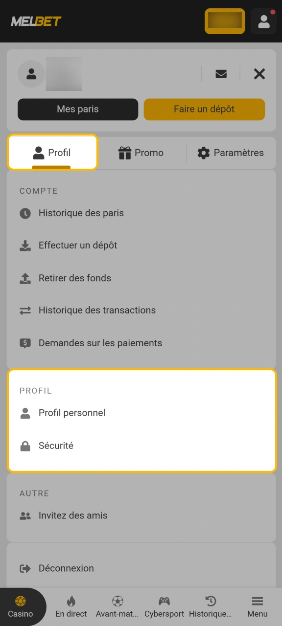 Validez votre profil pour retirer vos gains Aviator sur Melbet.