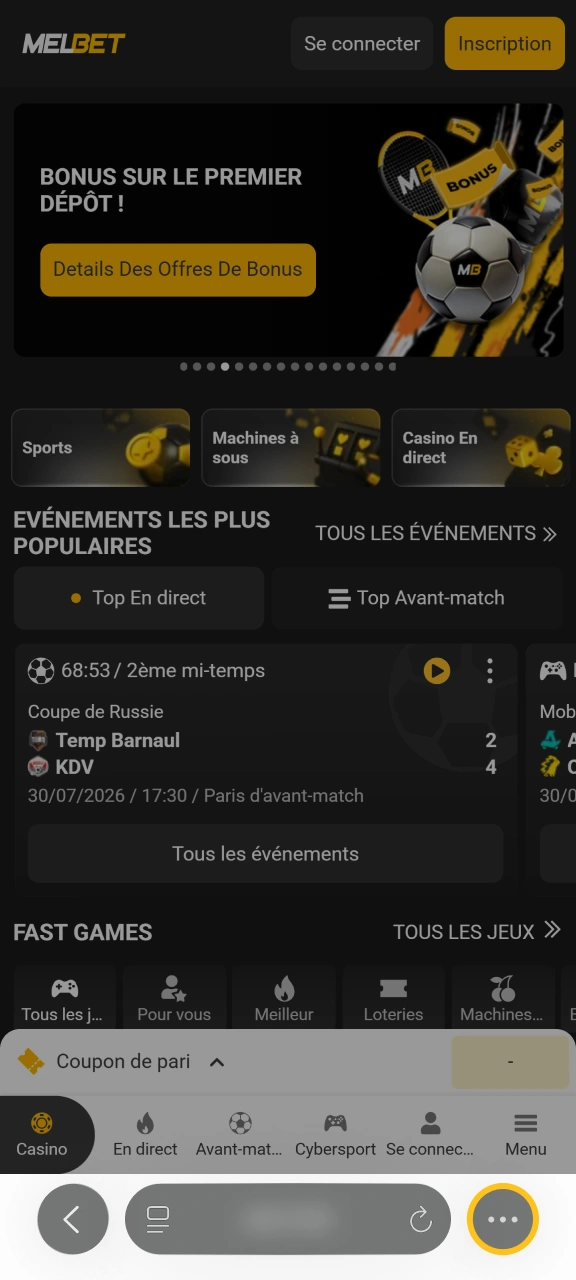 Cliquez sur le lien dédié Apple pour configurer l'accès Melbet.
