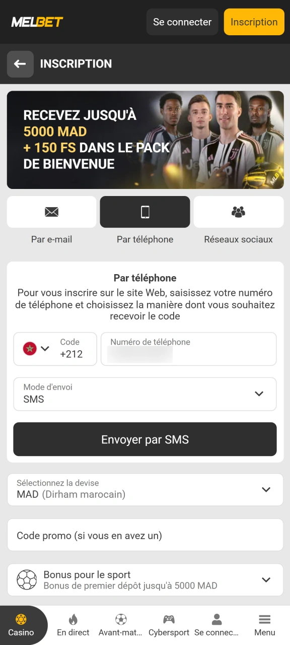 Inscrivez-vous directement sur la plateforme officielle pour rejoindre Melbet.