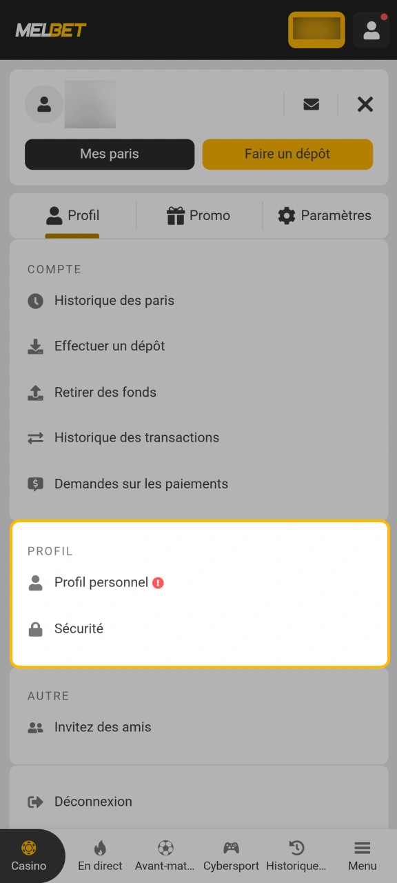Envoyez vos documents justificatifs pour valider votre profil sur Melbet.