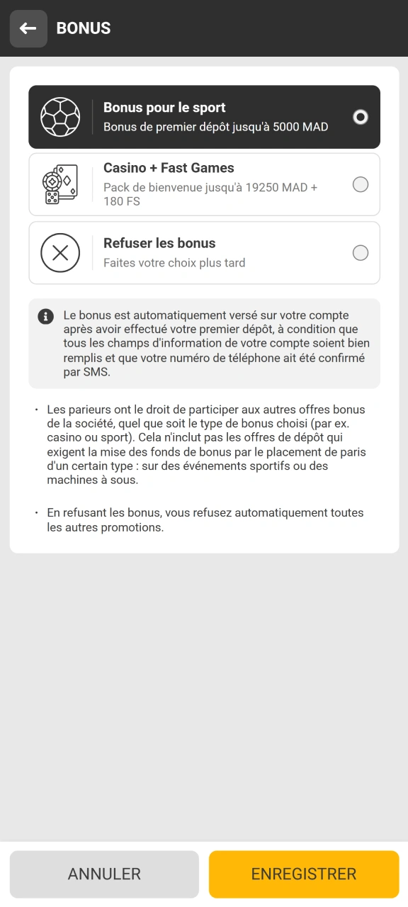 Sélectionnez l'offre de bienvenue idéale lors de votre ouverture Melbet.