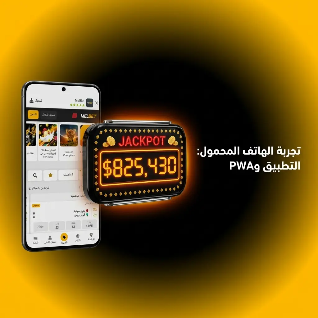 مستخدم يتصفح تطبيق Melbet PWA على هاتف ذكي بنظام Android مع واجهة رهانات سريعة