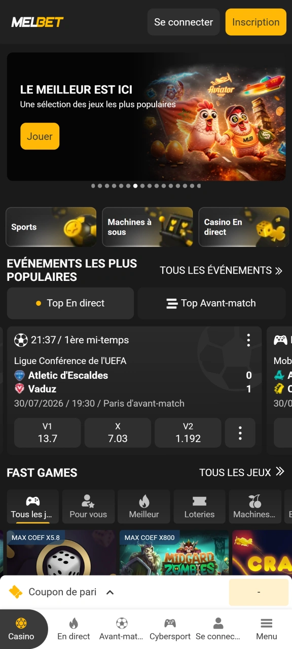 Ouvrez l'application et identifiez-vous pour récupérer vos gains Melbet.