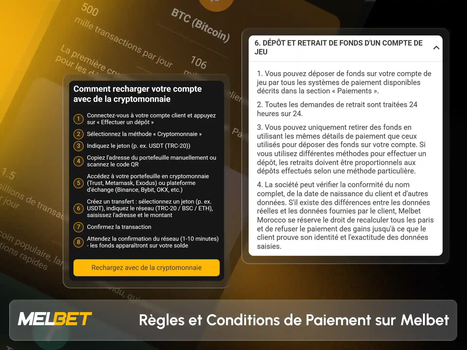 Prenez connaissance des règles financières avant d'effectuer un retrait Melbet.